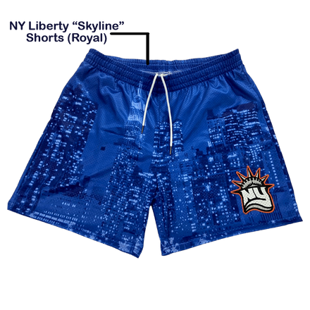 NY Liberty "Skyline" Shorts (Royal) - Unusual Genes Clothing